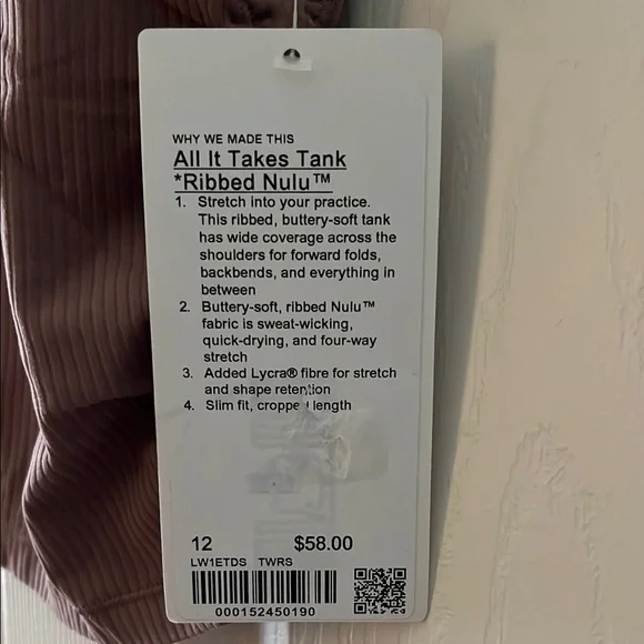 Lululemon All It Takes Ribbed Nulu Sleeveless Top - Picture 2 of 3